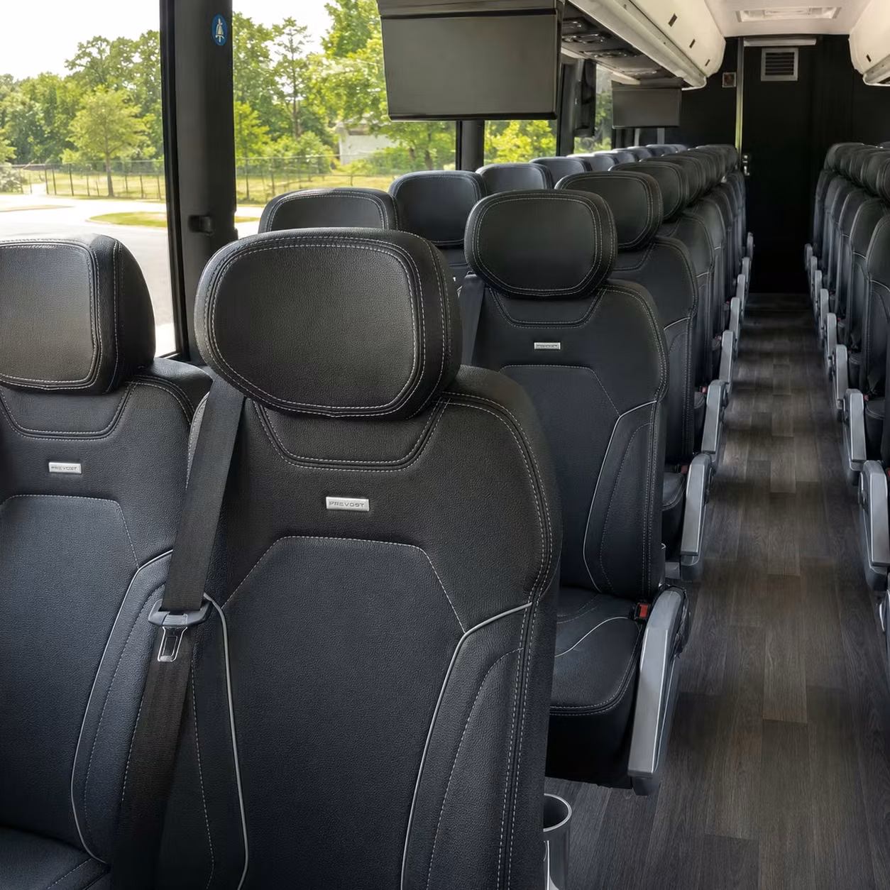 56 passenger charter bus inside